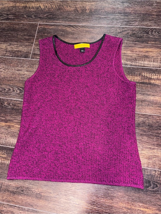St. John Tops - St. John Magenta Knit Sleeveless Shell with Black Trim